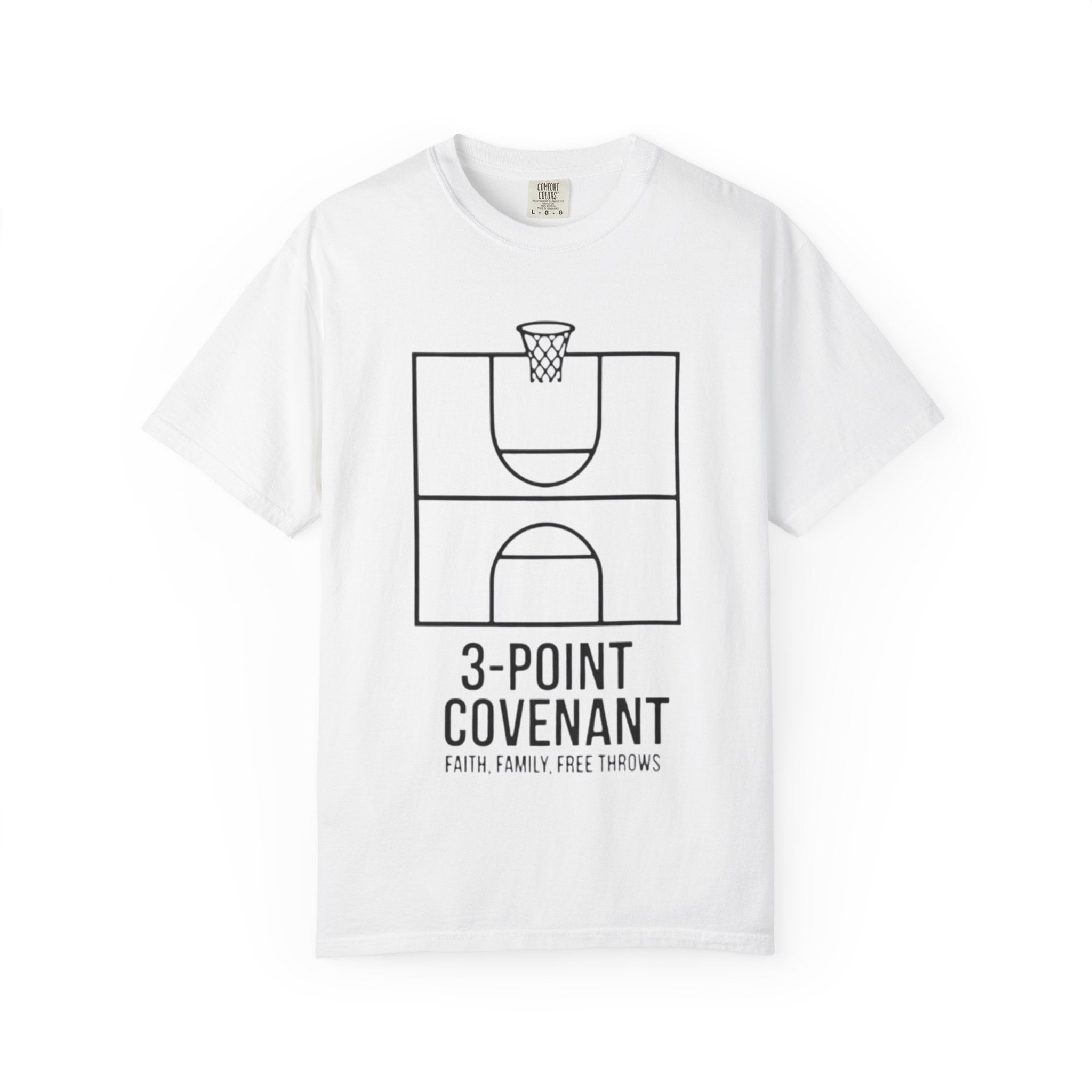 “3‑Point Covenant: Faith, Family, Free Throws" Unisex Garment-Dyed T-shirt