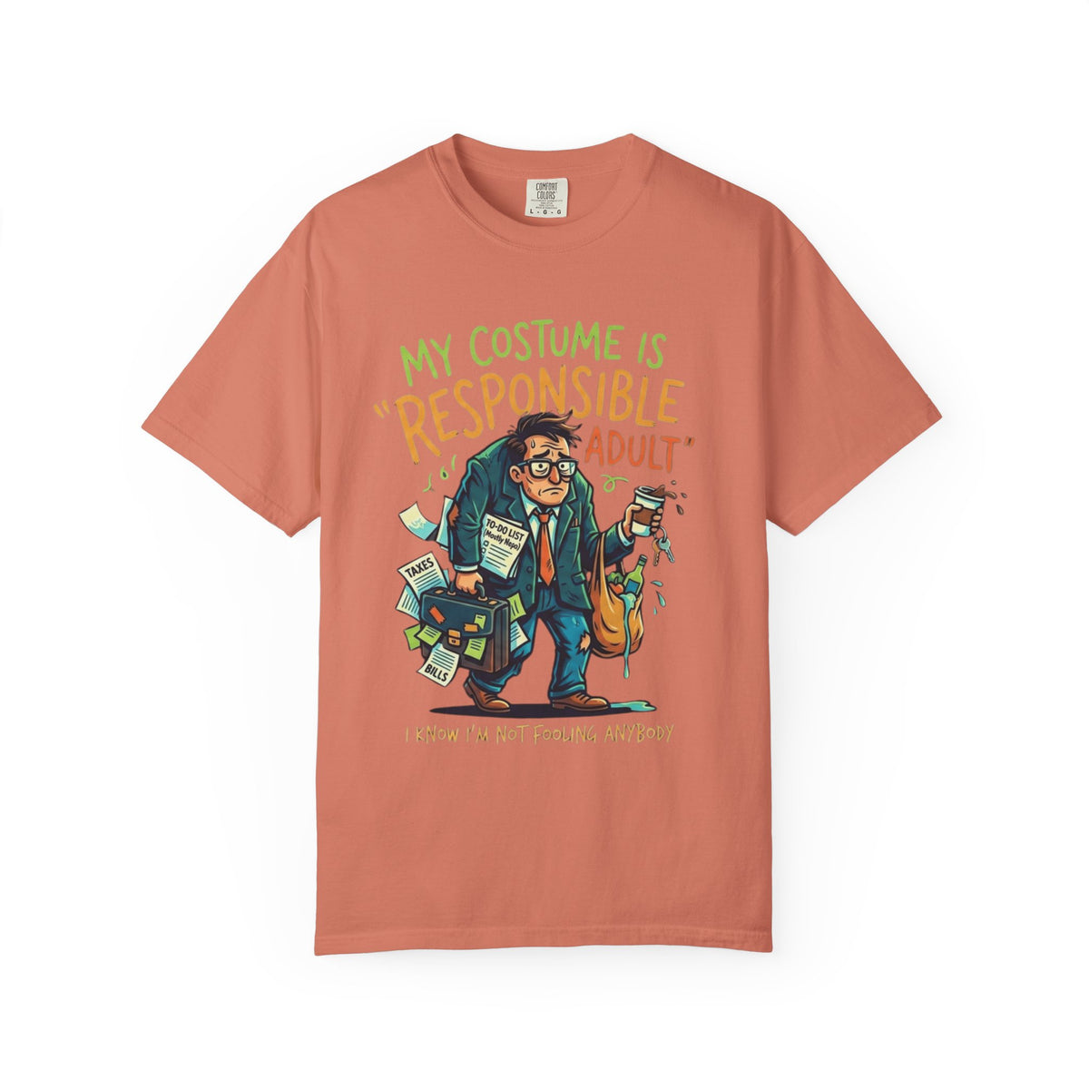Color: Terracotta | Responsible Adult Costume Unisex Garment-Dyed Tee