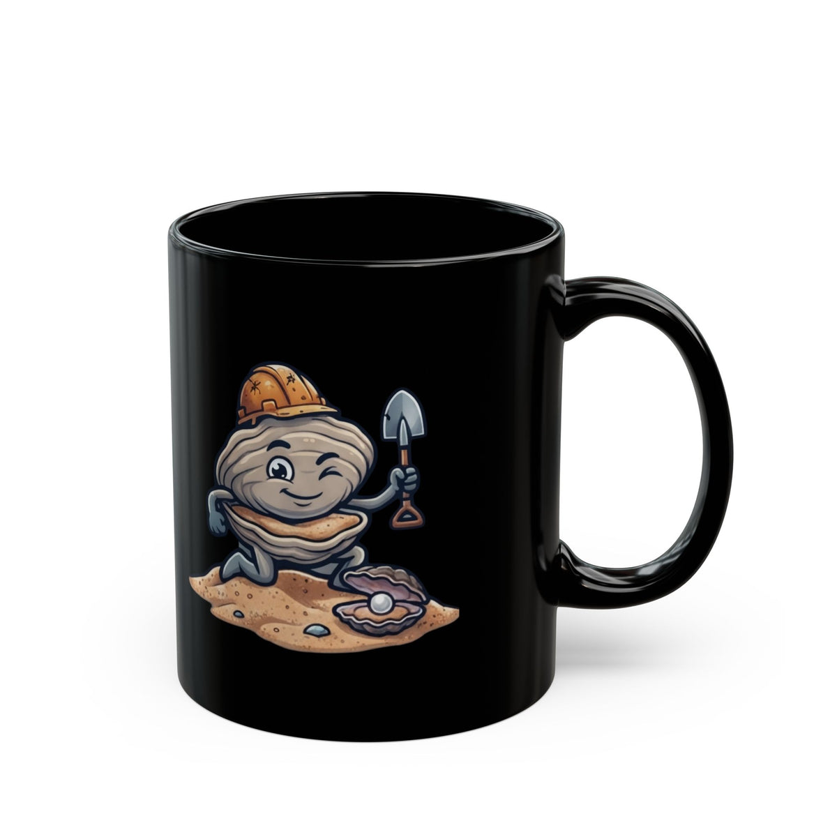 "Digging For The Big Pearl" Black Ceramic Mug — Graphic