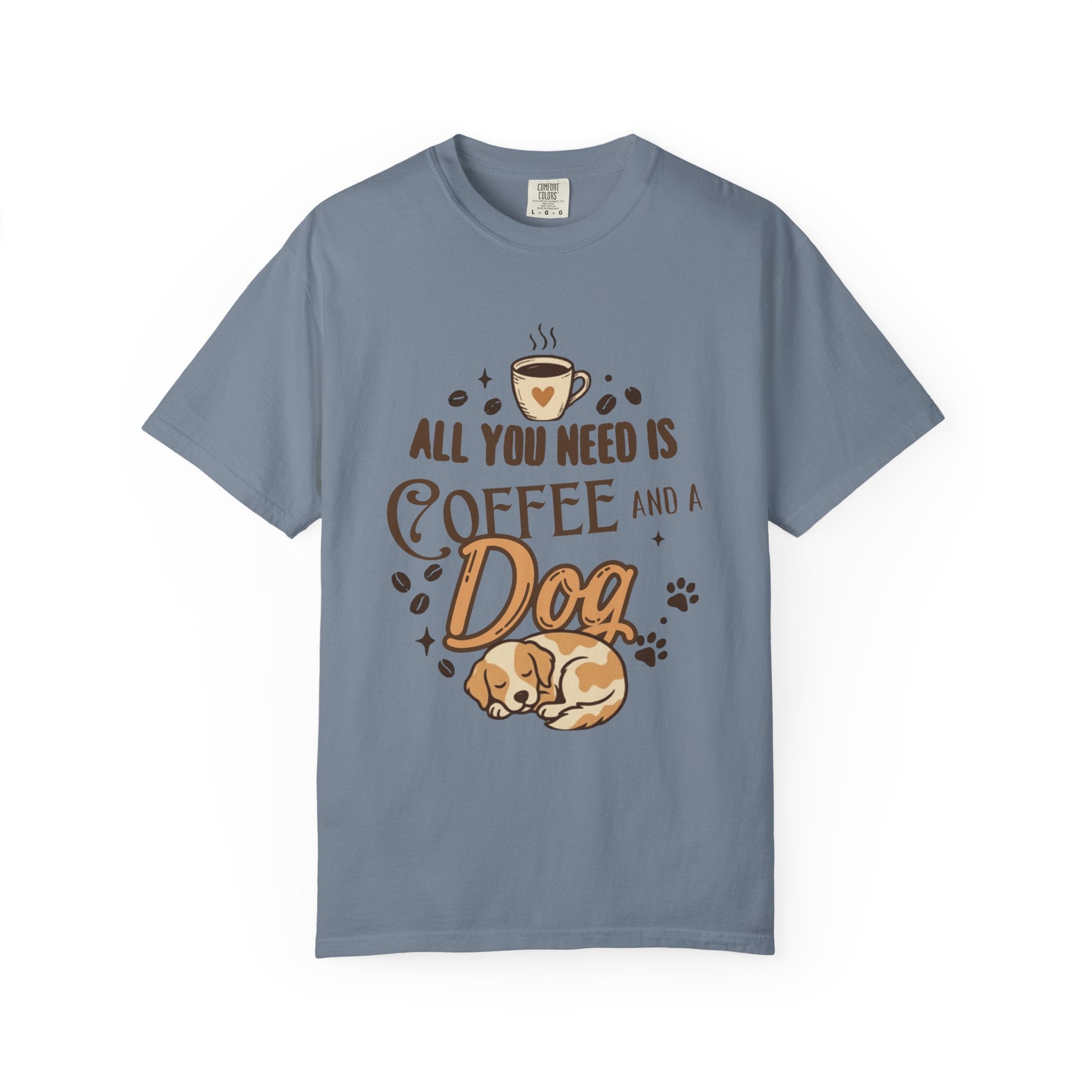"Coffee and a Dog" Unisex Garment-Dyed Tee
