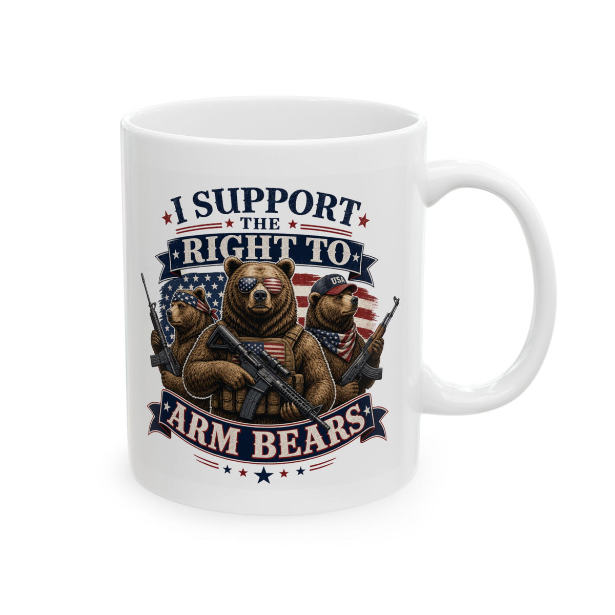 "Armed Bears" White Ceramic Mug