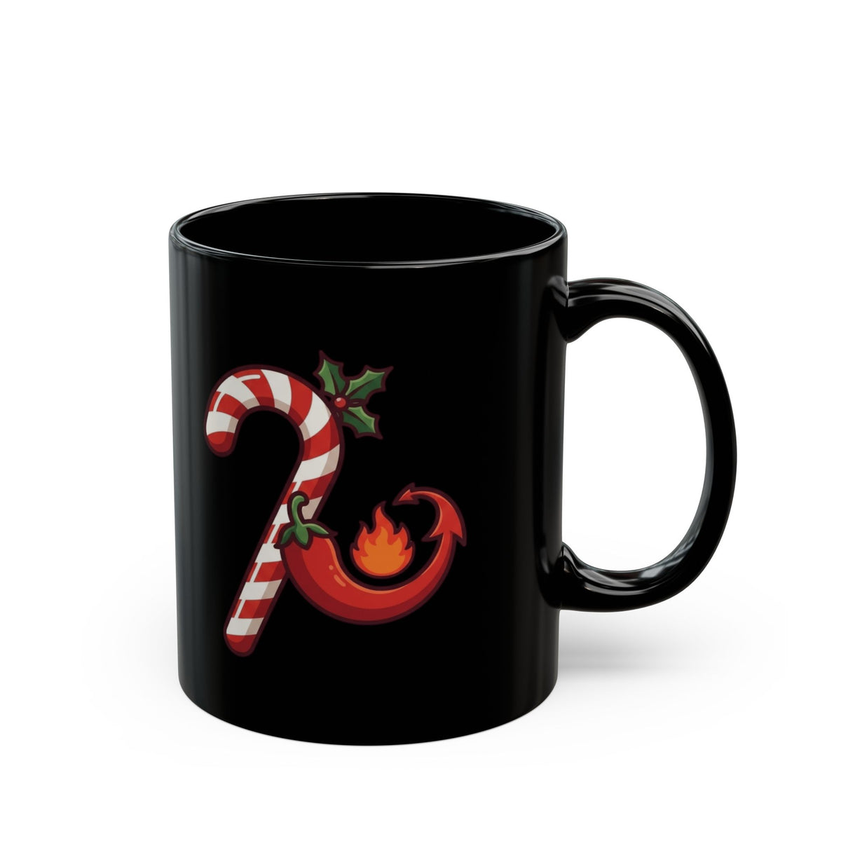 "May Your Days Be Merry and Spicy" Black Ceramic Mug — Graphic