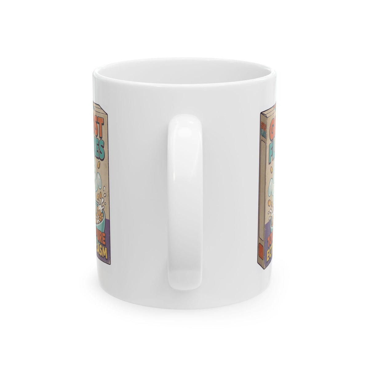 "Ghost Flakes" White Ceramic Mug