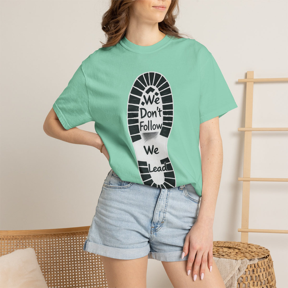 Color: Island Reef | We Don't Follow-We Lead Unisex Garment-Dyed T-shirt