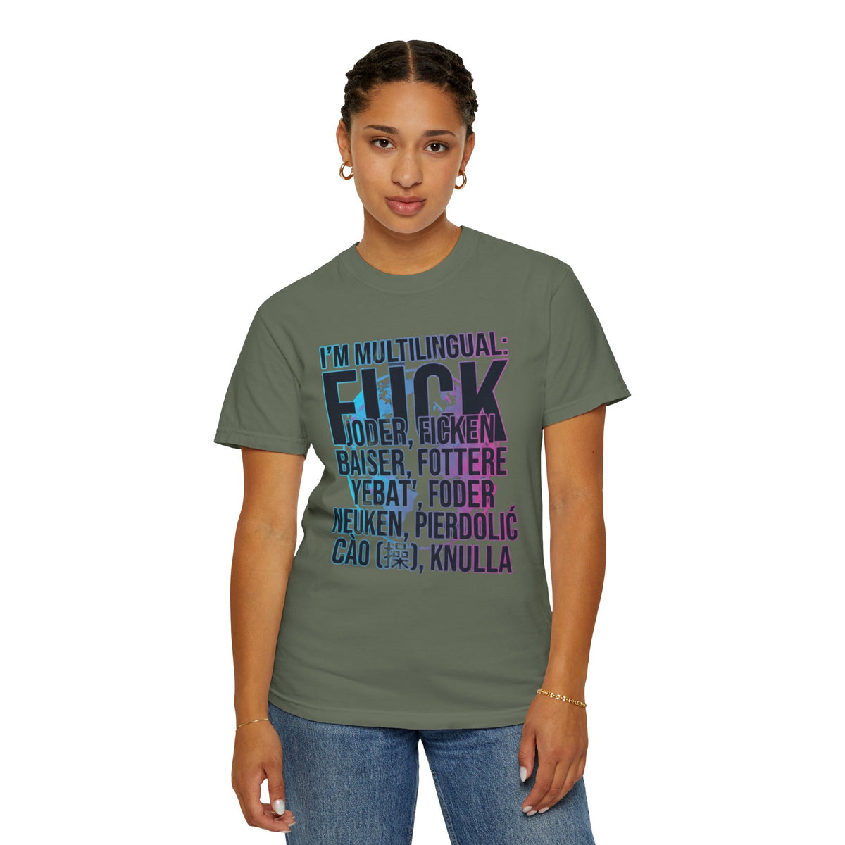 Color: Moss | I'm Multilingual Unisex Garment-Dyed Tee