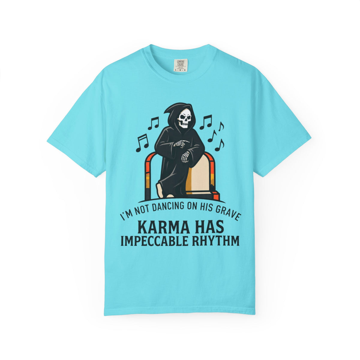 Color: Lagoon Blue | Dancing On Grave Unisex Garment-Dyed Tee
