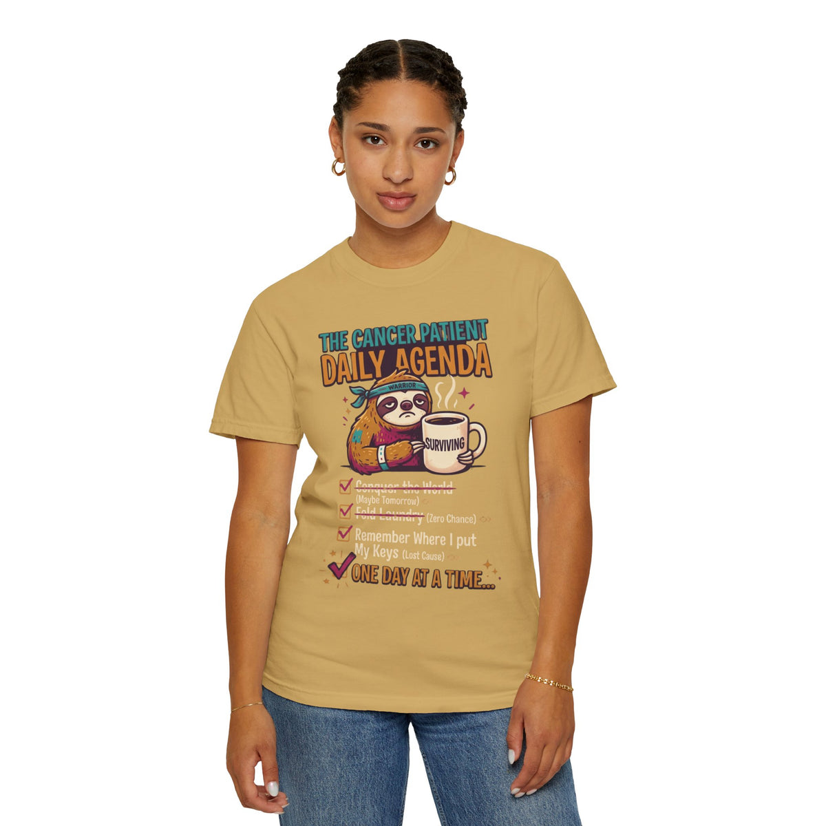 "Cancer One Day At A Time" Unisex Garment-Dyed Tee