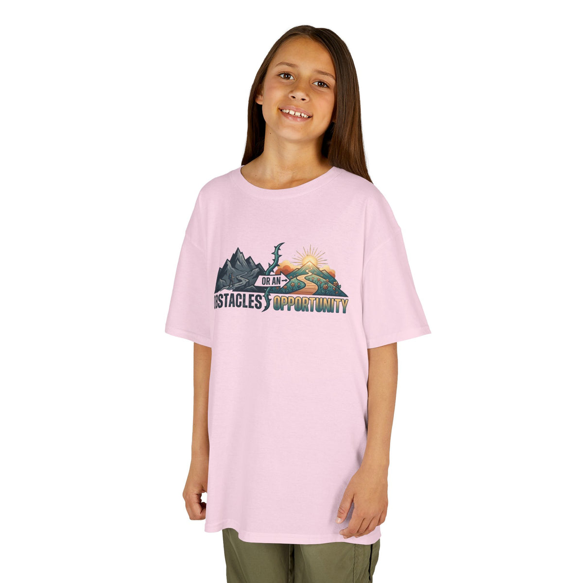 Color: Light Pink | Obstacle Or An Opportunity Kids Tee