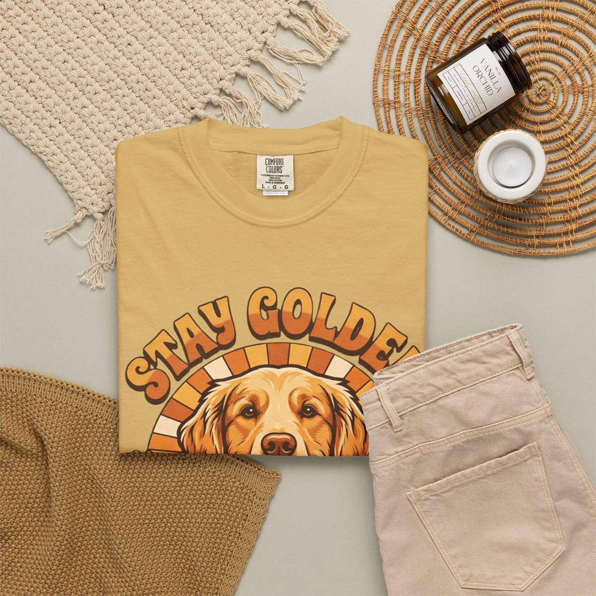 "Stay Golden & Bark On" Unisex Garment-Dyed Tee
