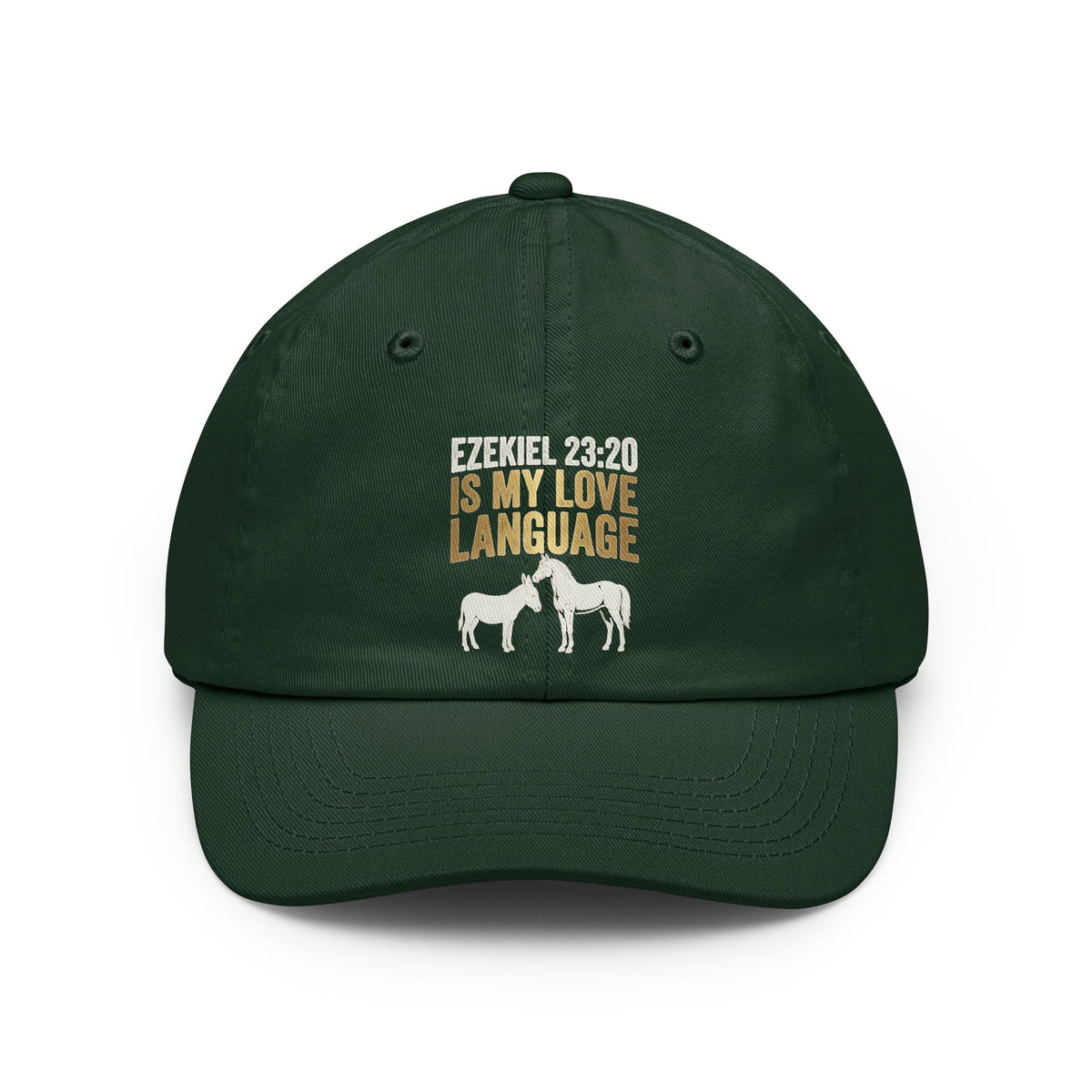 Color: Forest Green | Good Book Series Ezekiel 23 20 Love Language Dad Hat
