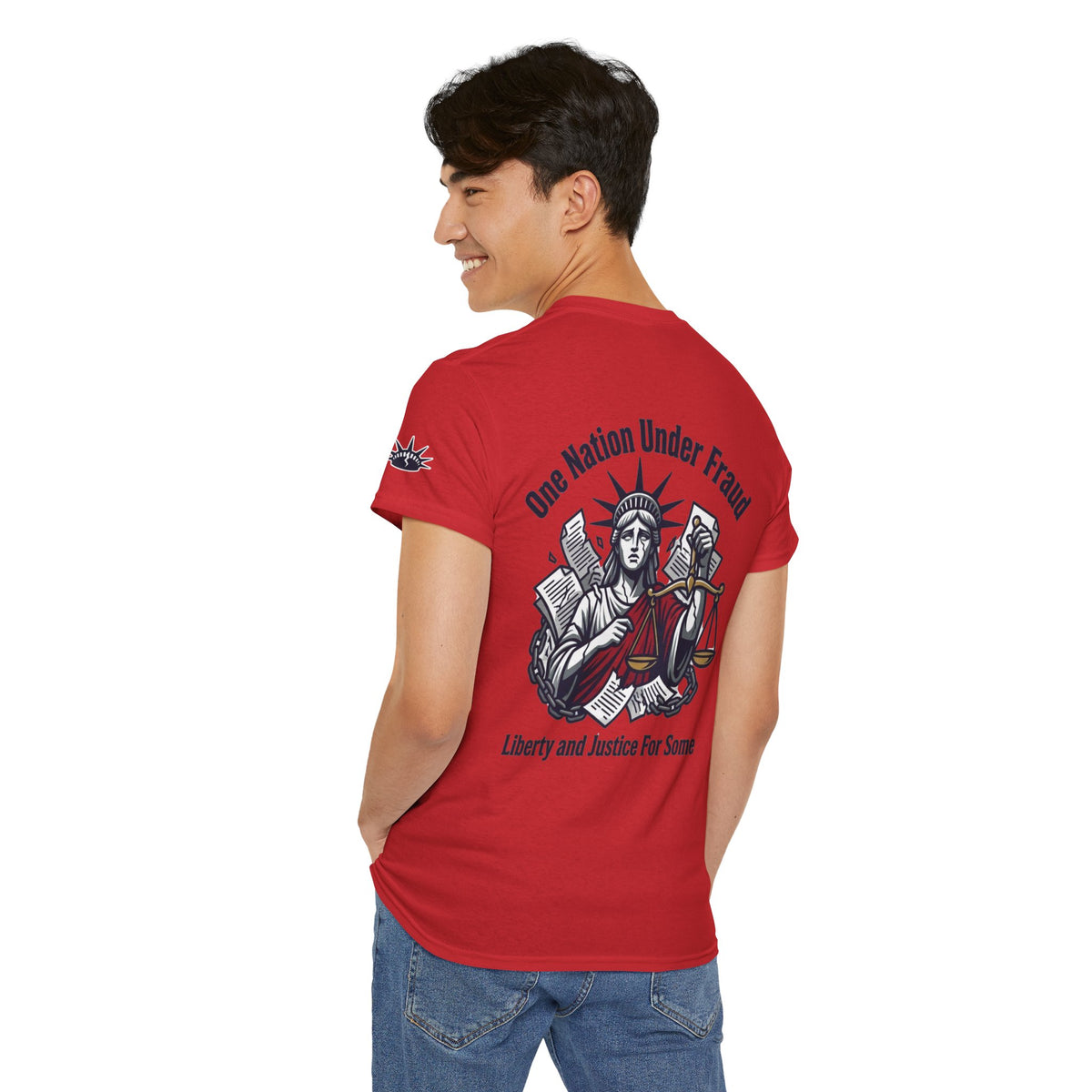 Color: Red | One Nation Under Fraud Premium Graphic Tee