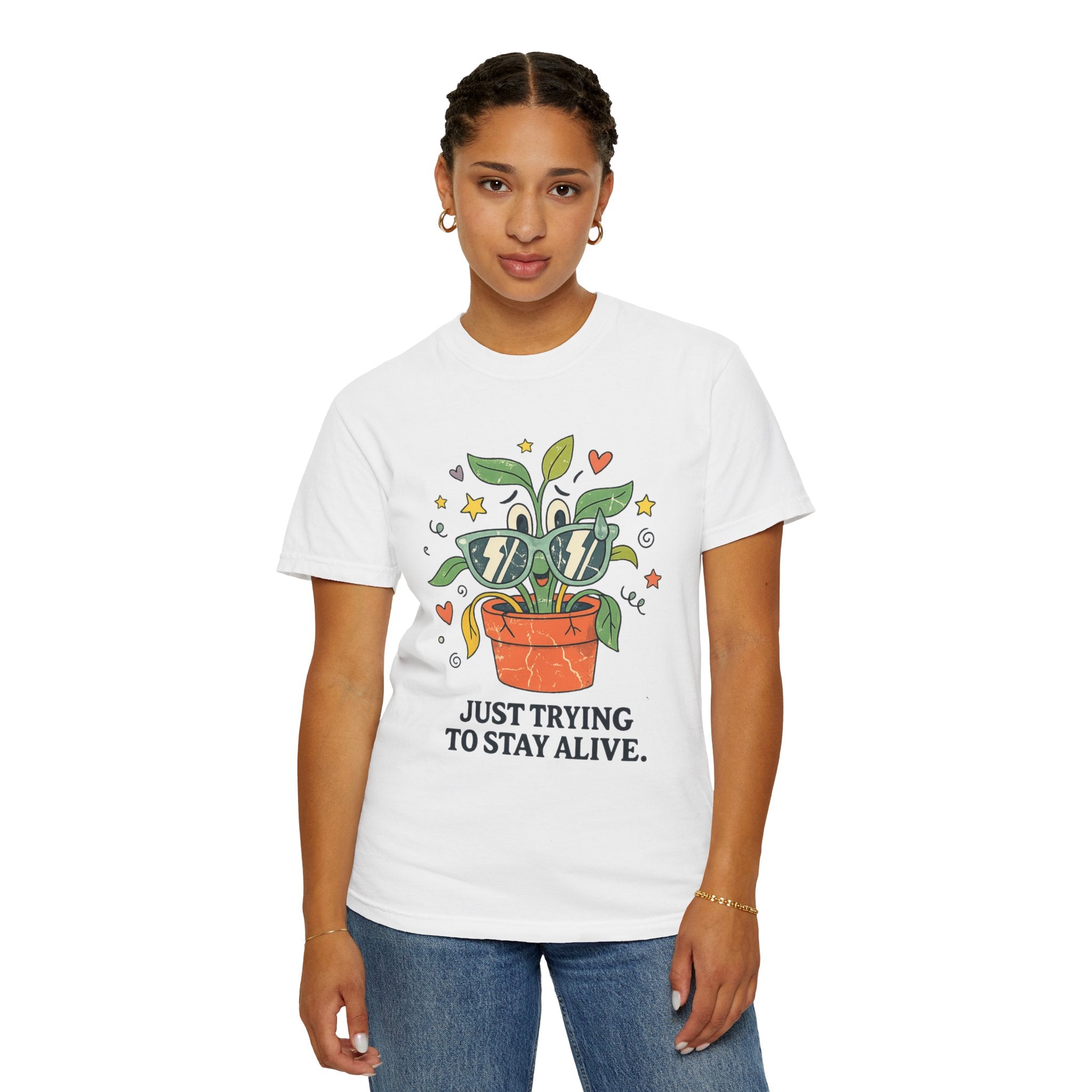 "Trying to Stay Alive" Unisex Garment-Dyed T-shirt