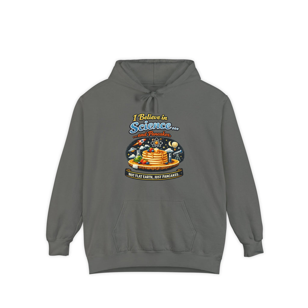 Color: Grey | Science & Pancakes: My Two Moods | Garment-Dyed Hoodie — AttitudeShirts