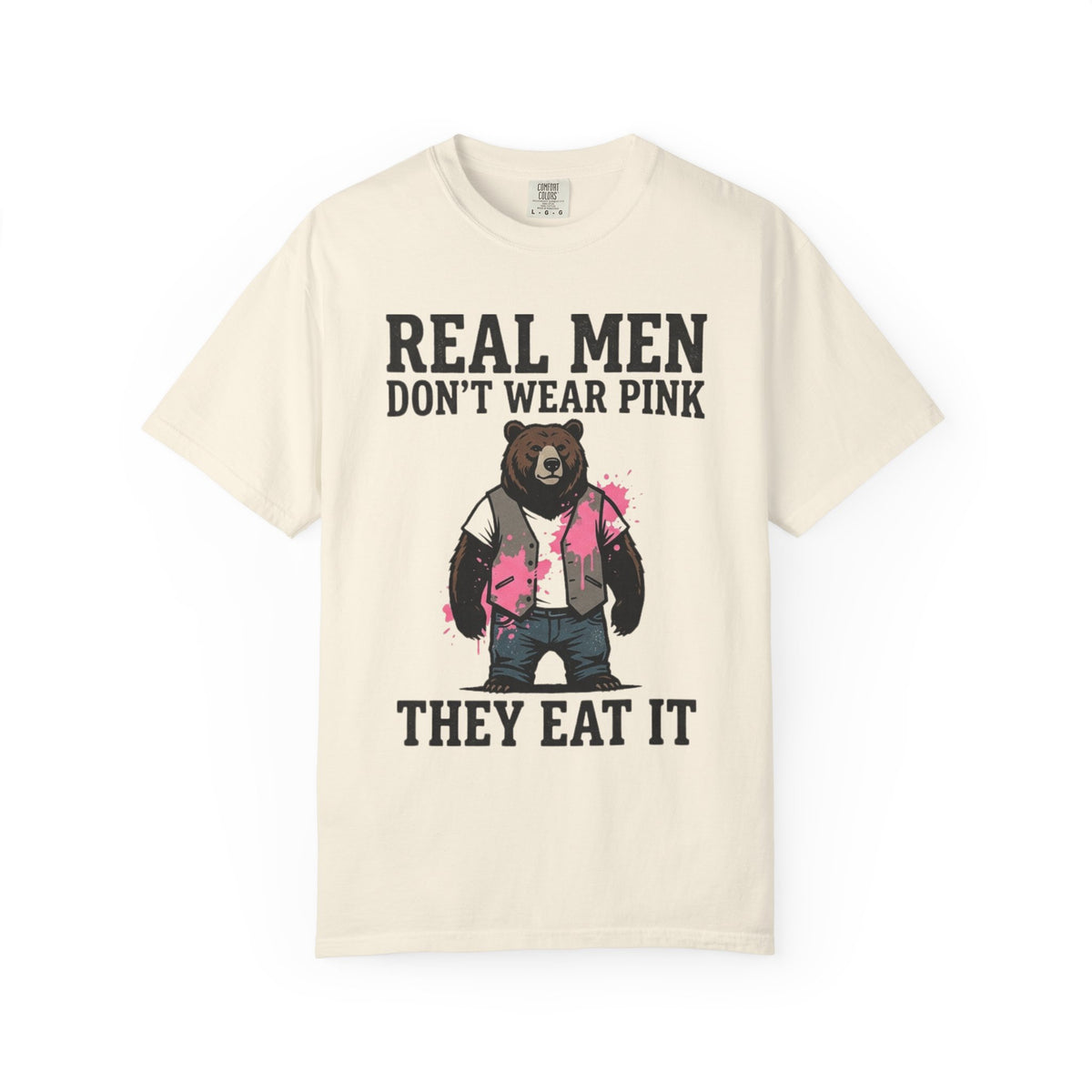 Color: Ivory | Real Men Eat Pink Unisex Garment-Dyed Tee
