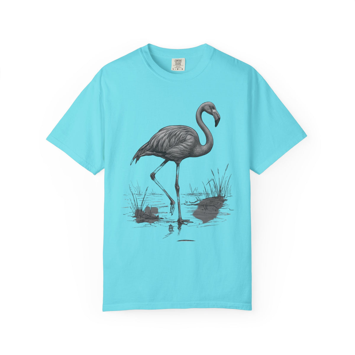 "Pencil Sketch Art Flamingo" Unisex Garment-Dyed Tee