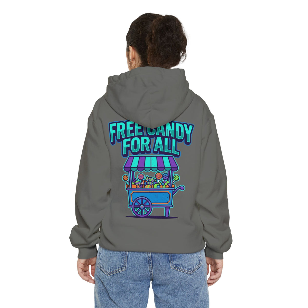 Color: Grey | Free Candy For All Garment-Dyed Hoodie