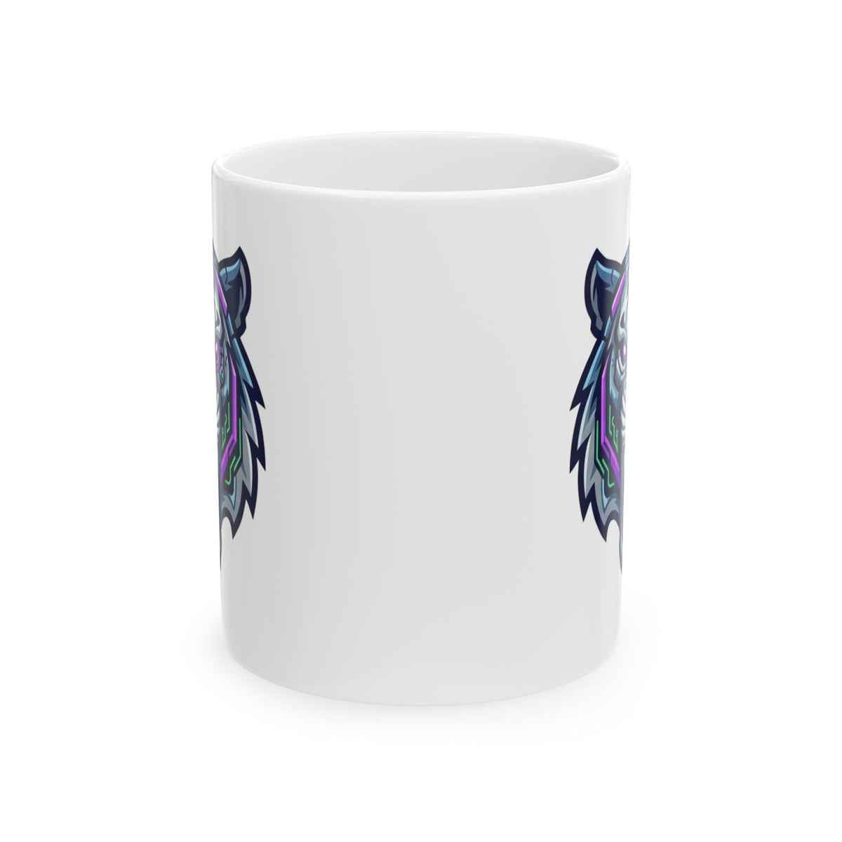 "Cyber Tiger" White Ceramic Mug — Graphic
