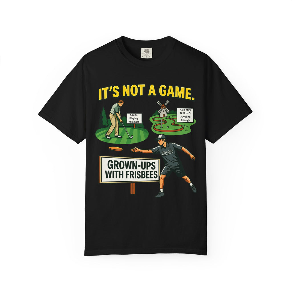 "Grown Ups With Frisbees" Unisex Garment-Dyed T-shirt