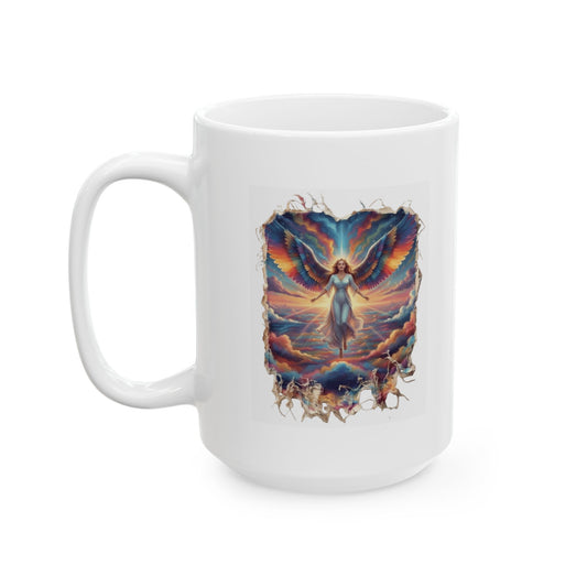 "Rainbow Angel" White Ceramic Mug