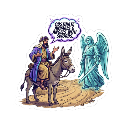 "Good Book Series Obstinate Animals & Angels With Swords" Sticker — Main