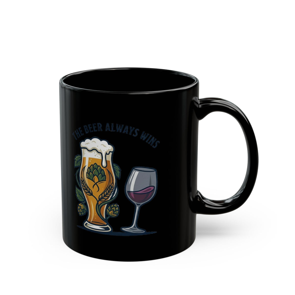 "The Beer Always Wins" Black Ceramic Mug