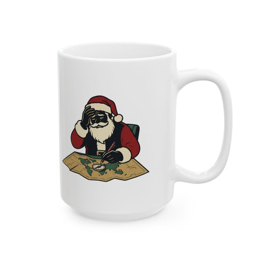 "Ho Ho Hard At Work" White Ceramic Mug — Graphic