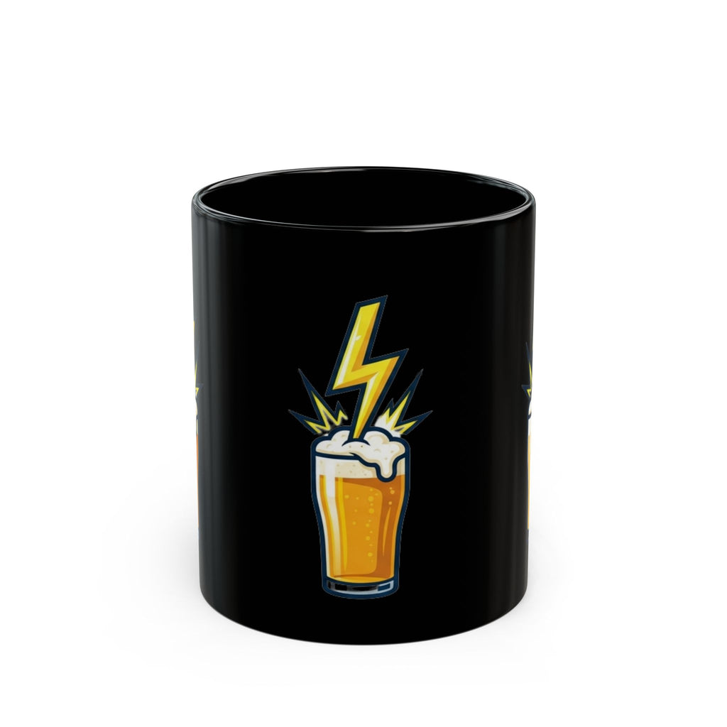 "Static Electricity Brewing" Black Ceramic Mug — Graphic