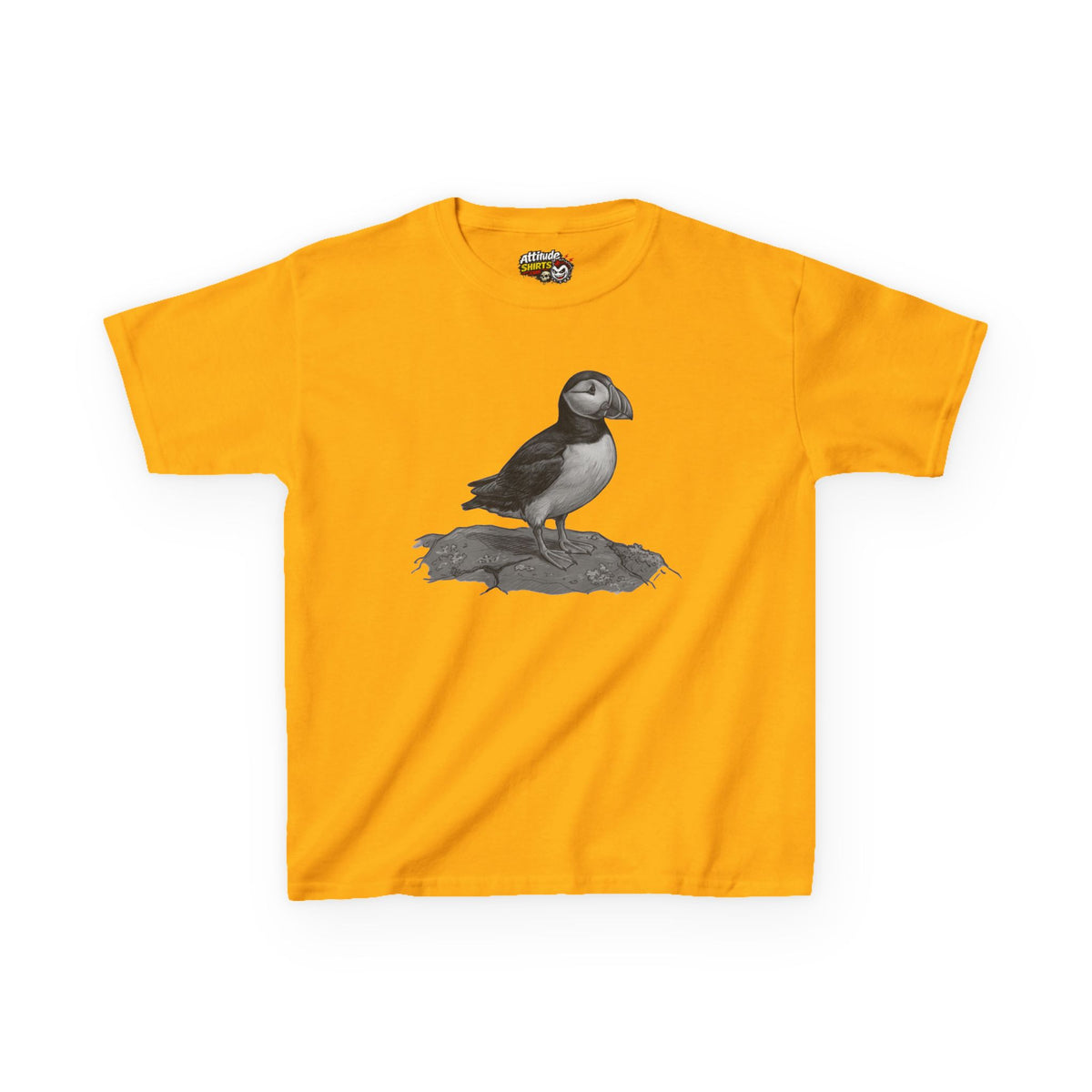 "Pencil Sketch Art Puffin" Kids Tee