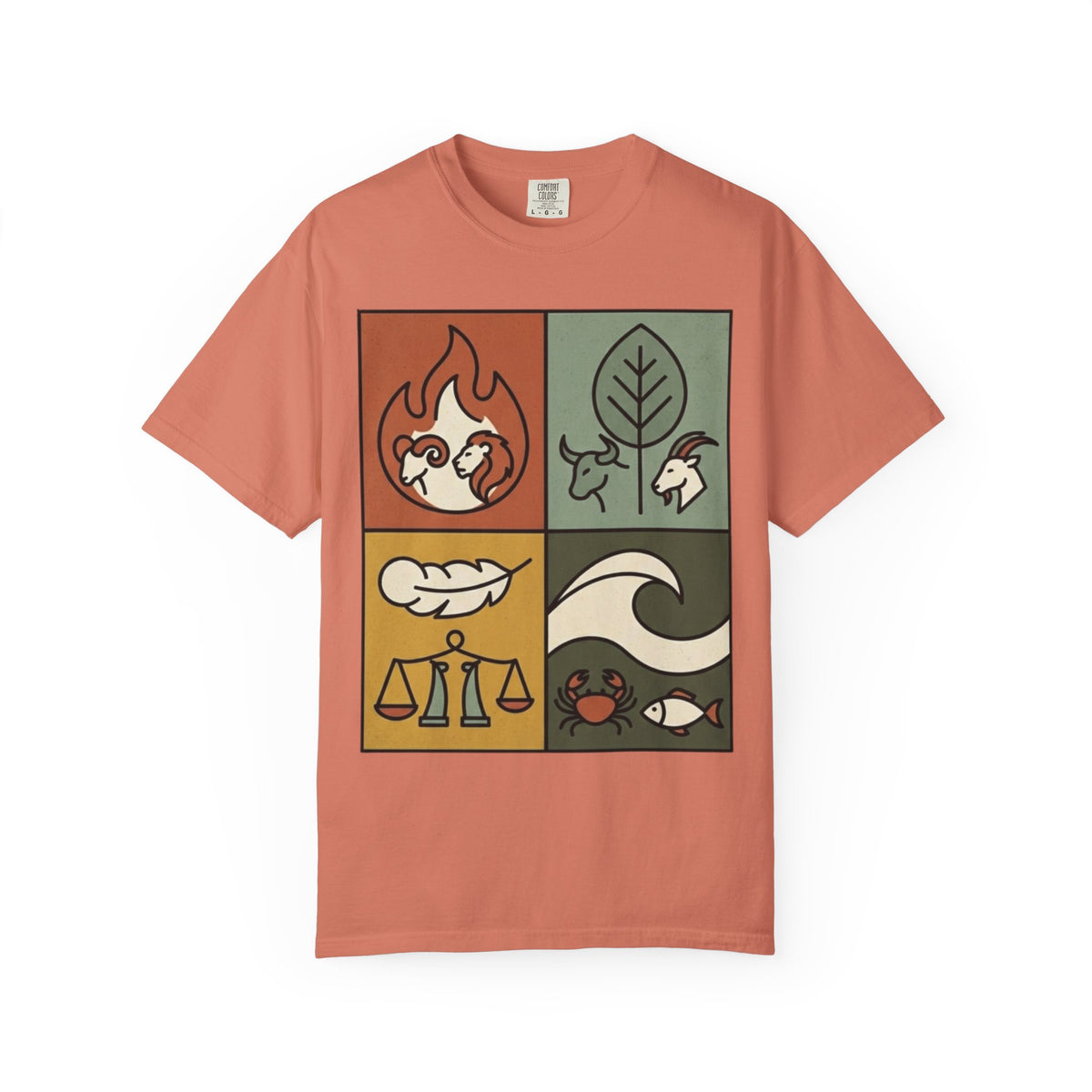 "Four Elements- Fire, Earth, Air, Water" Unisex Garment-Dyed Tee