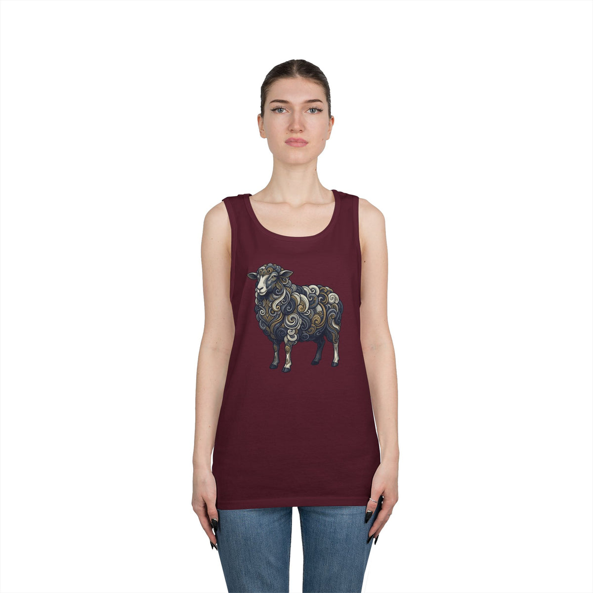 Color: Maroon | Barnyard Sheep Tank Top