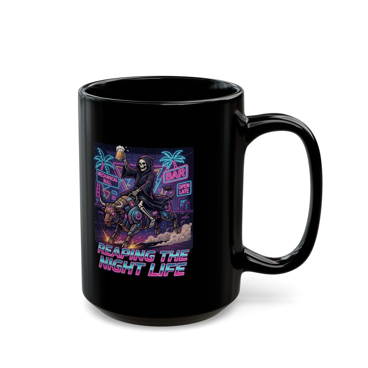 "Reaping the Night Life" Black Ceramic Mug