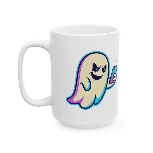 "Ghosting" White Ceramic Mug — Graphic