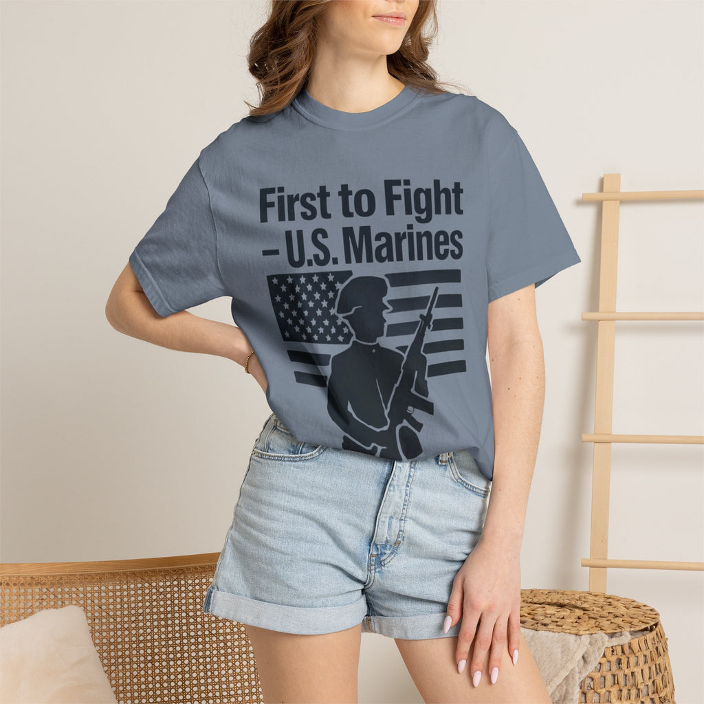 "First to Fight" Unisex Garment-Dyed T-shirt