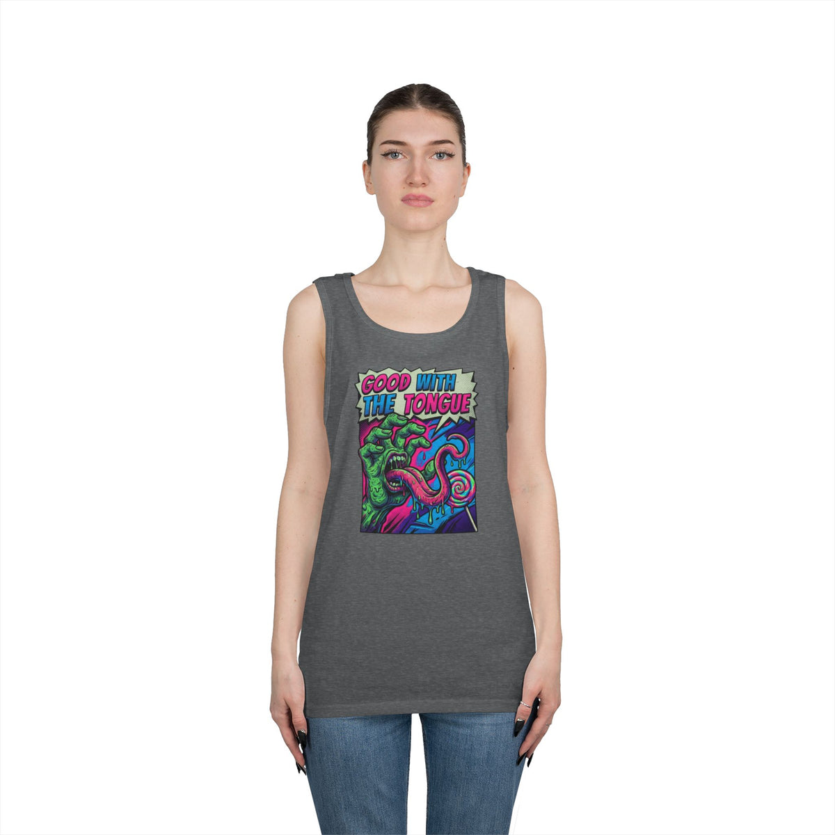 Color: Graphite Heather | Good With the Tongue Tank Top