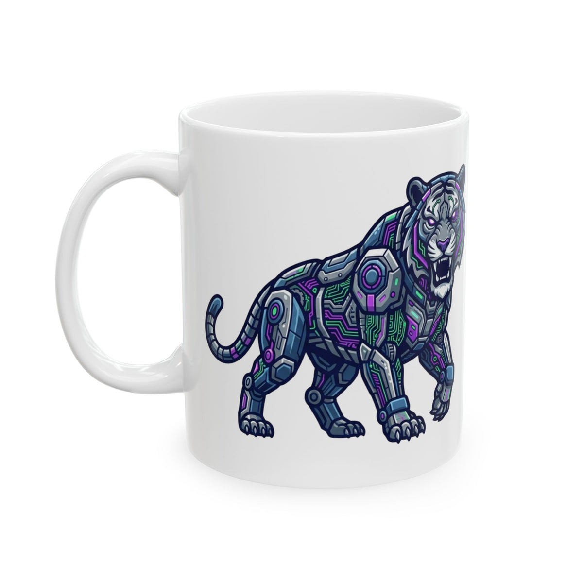 "Cyber Tiger" White Ceramic Mug