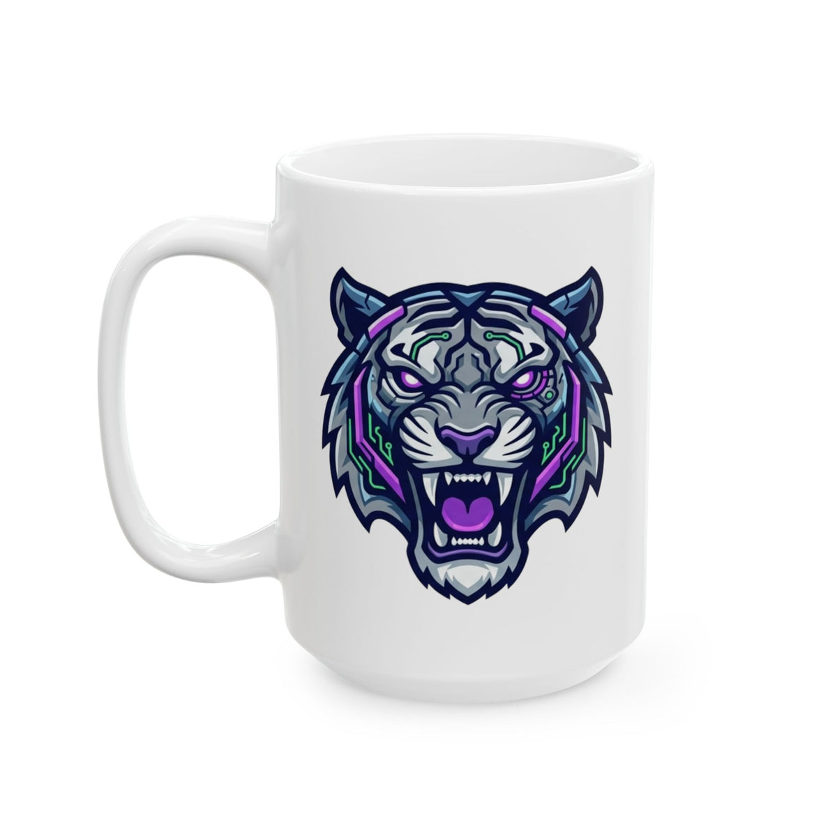 "Cyber Tiger" White Ceramic Mug — Graphic