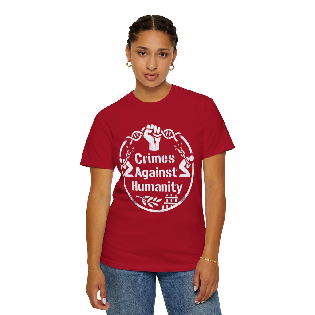 "Crimes Against Humanity" Unisex Garment-Dyed Tee