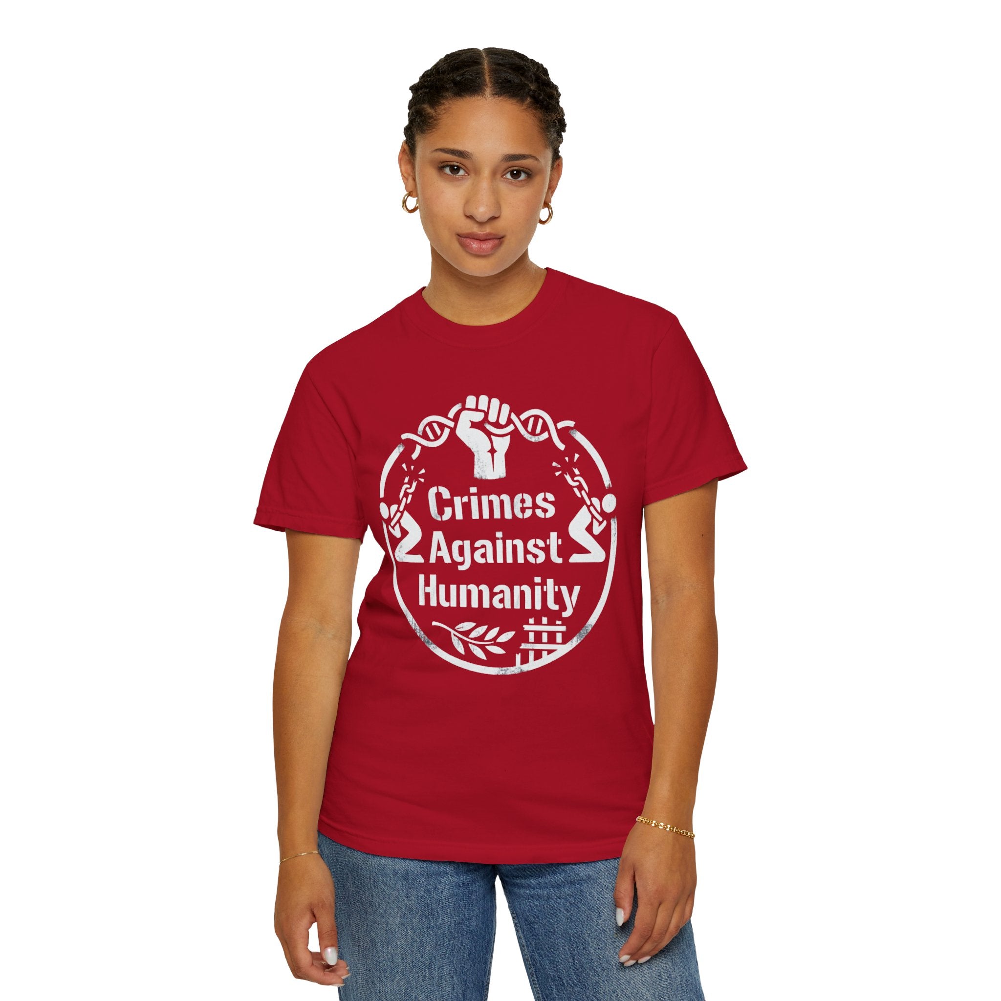 "Crimes Against Humanity" Unisex Garment-Dyed Tee