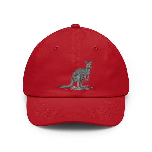 Color: Red | Pencil Sketch Art Kangaroo Dad Hat
