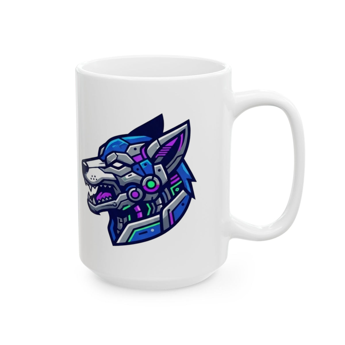 "Cyber Wolf" White Ceramic Mug — Graphic