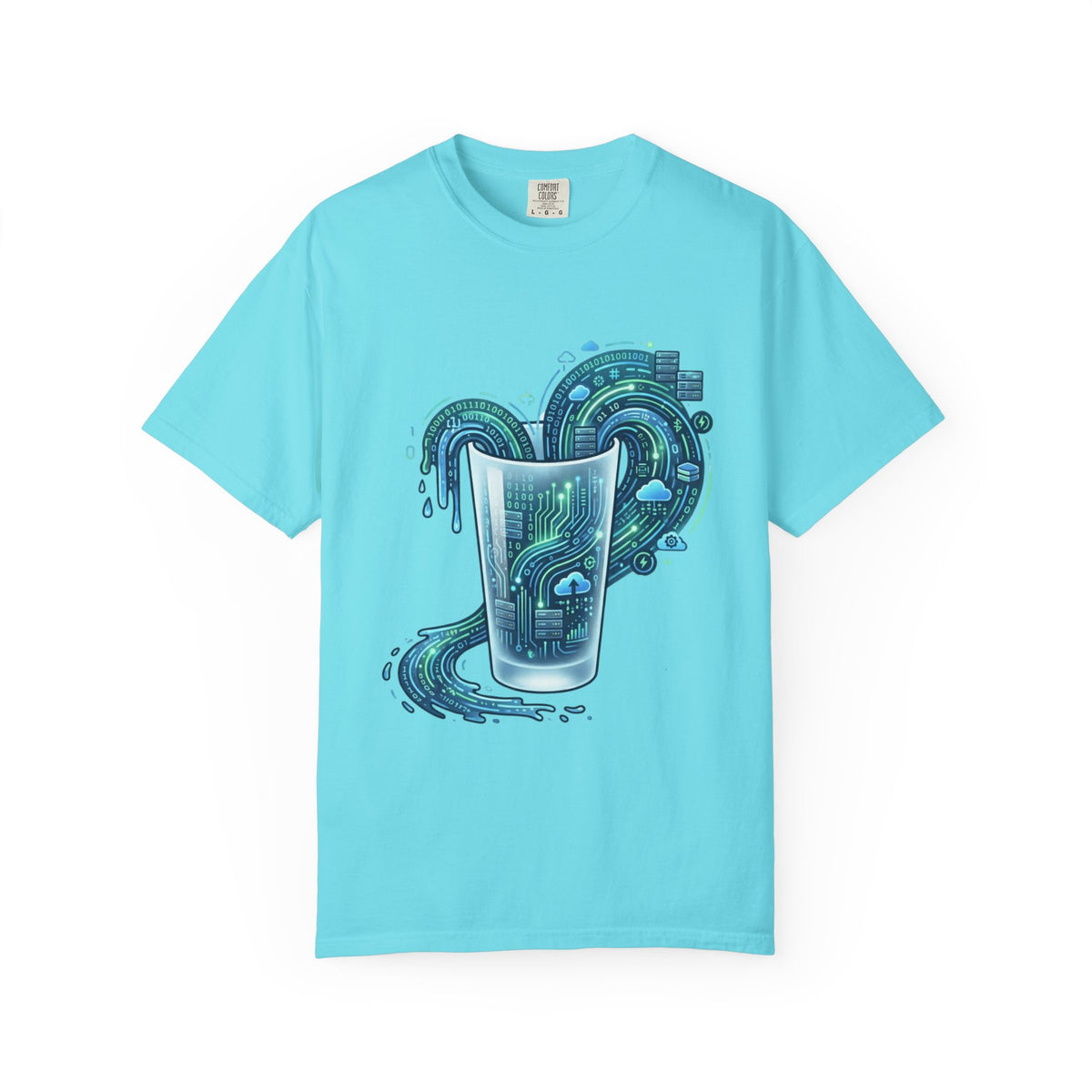 Color: Lagoon Blue | Glass of Data Unisex Garment-Dyed T-shirt