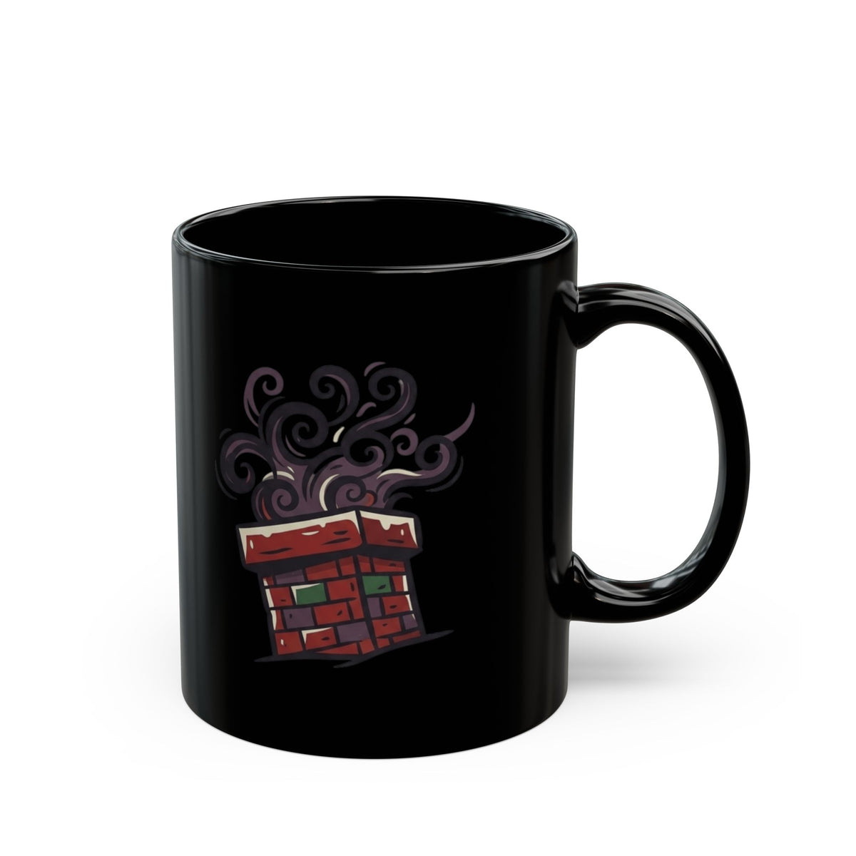 "Up On The Housetop Doing Naughty Stuff" Black Ceramic Mug — Graphic