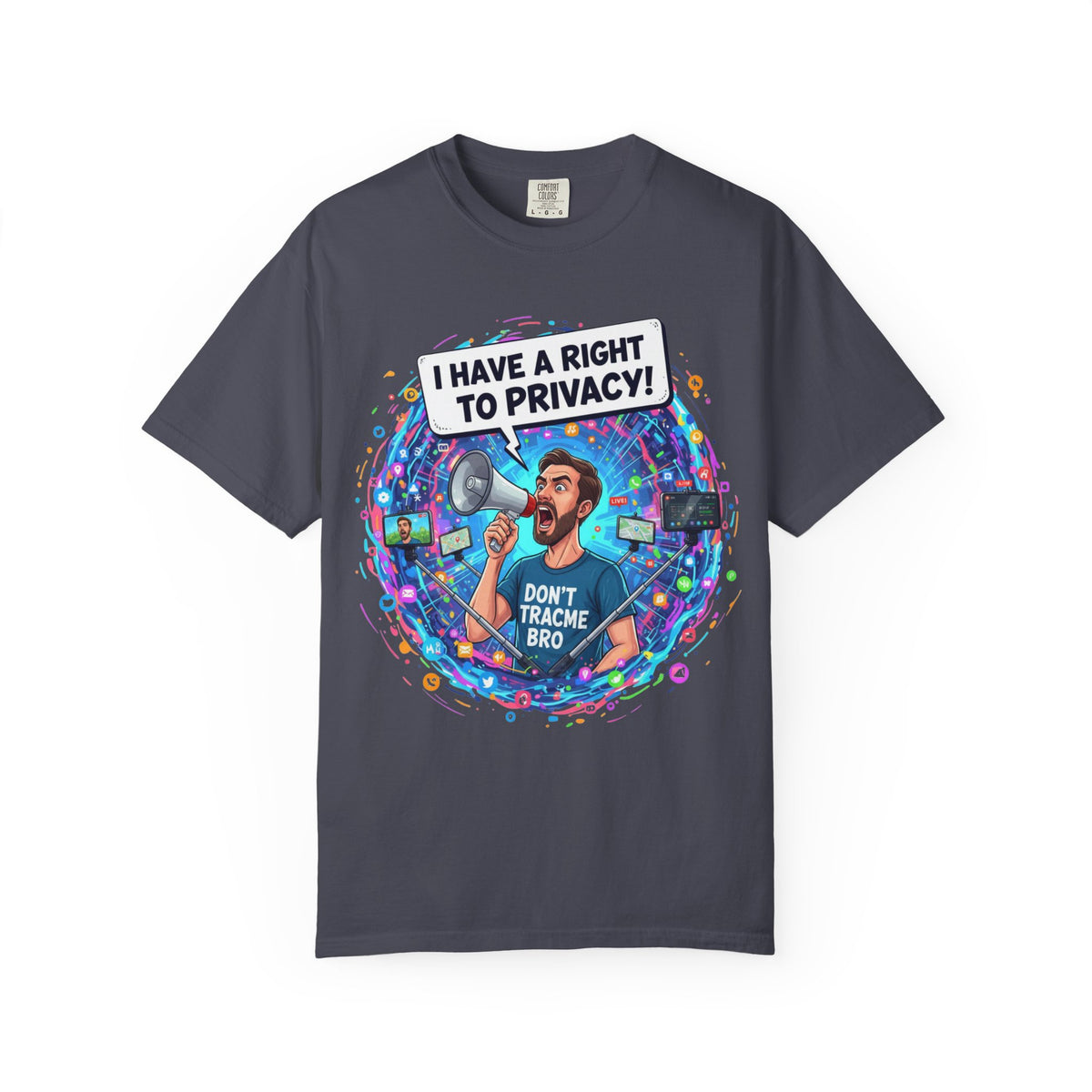Color: Navy | The Right to Privacy  Unisex Garment-Dyed T-shirt