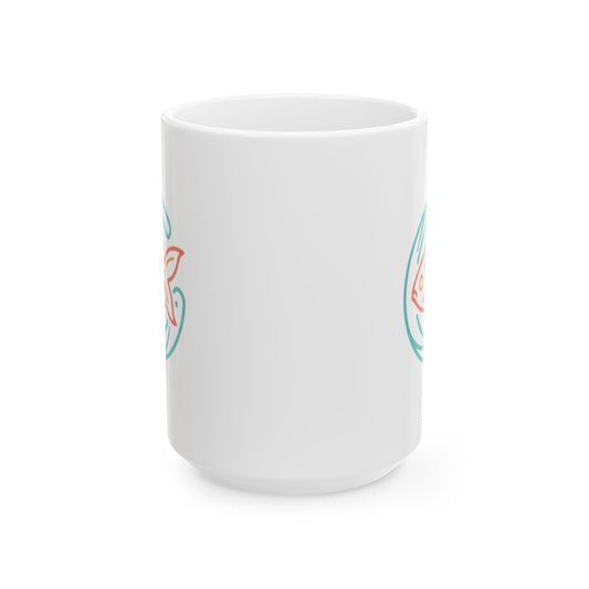 "Go Fish" White Ceramic Mug — Graphic