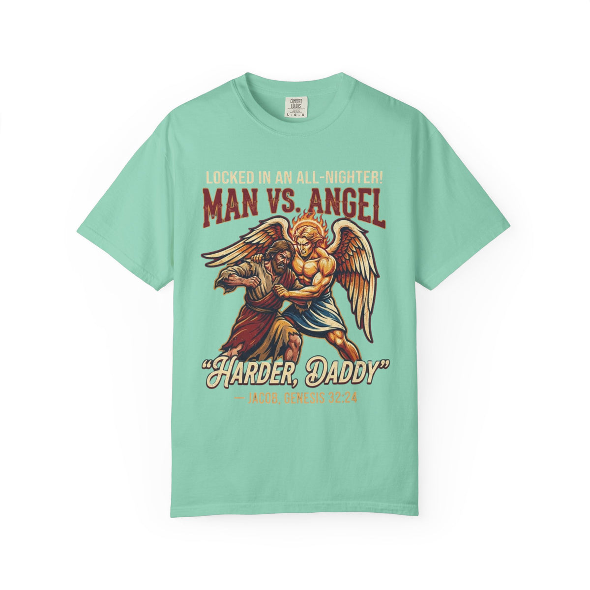 Color: Island Reef | Good Book Series Man vs Angel Unisex Garment-Dyed Tee