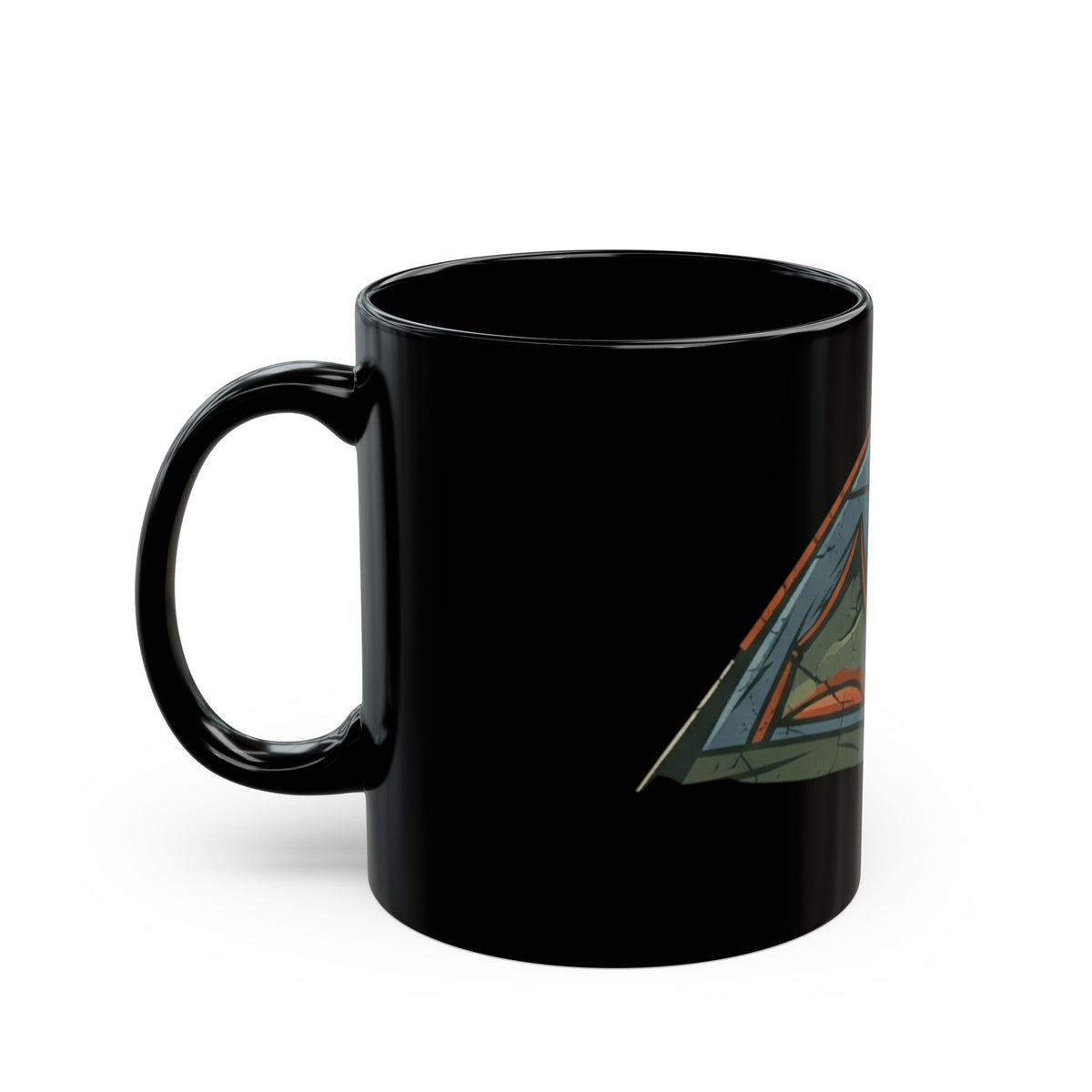 "Pitching A Tent Is My Only Cardio" Black Ceramic Mug — Graphic
