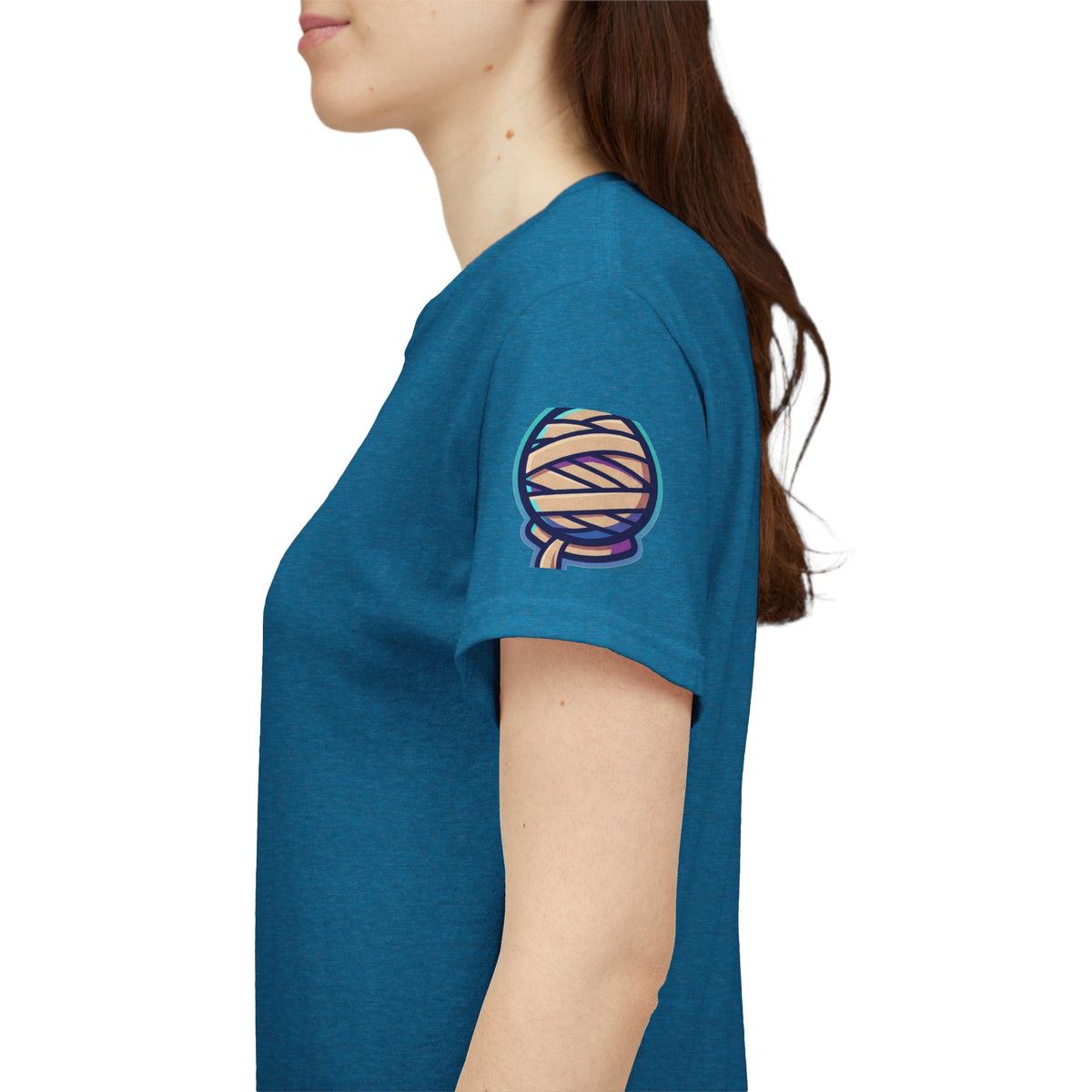 Color: Antique Sapphire | Hardly Wrapped, Fully Erect Premium Graphic Tee