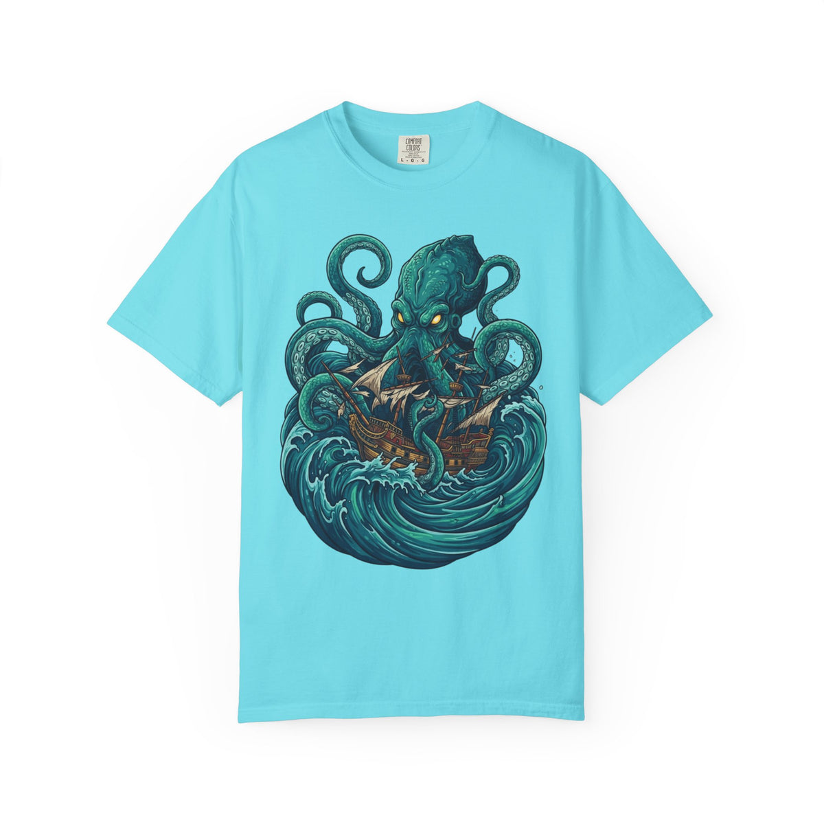 Color: Lagoon Blue | The Kraken (Norse-Global Maritime) Unisex Garment-Dyed Tee