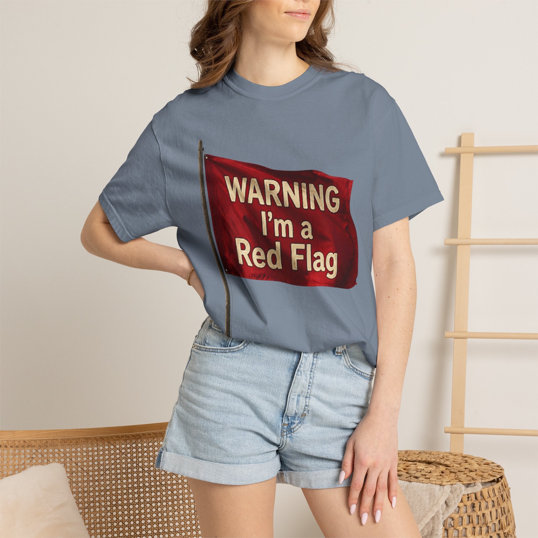 "Warning I'm A Red Flag" Unisex Garment-Dyed Tee
