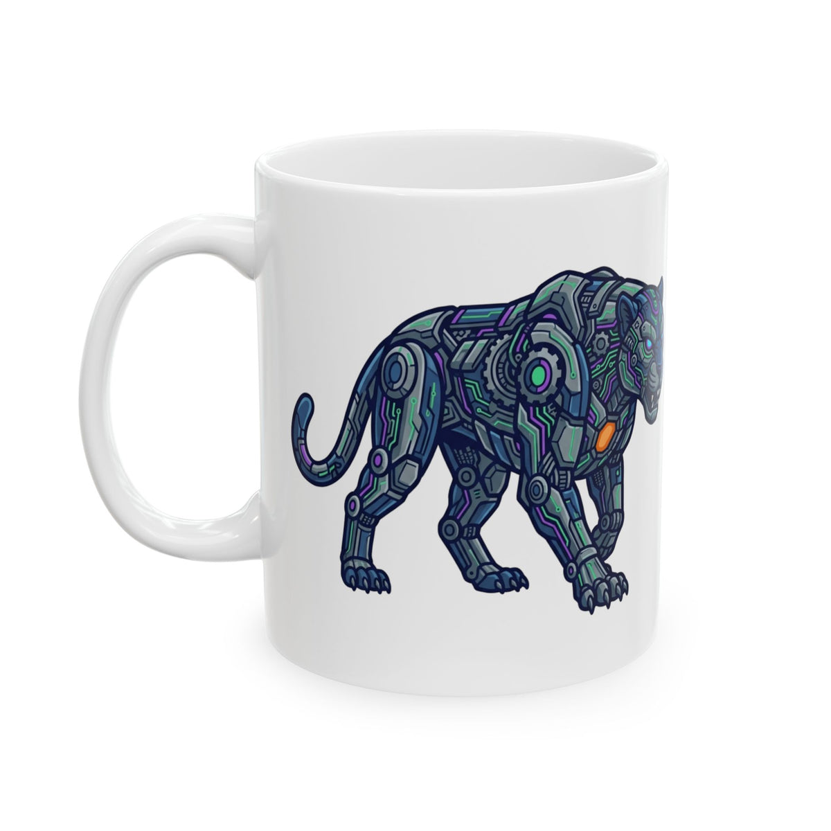 "Cyber Panther" White Ceramic Mug